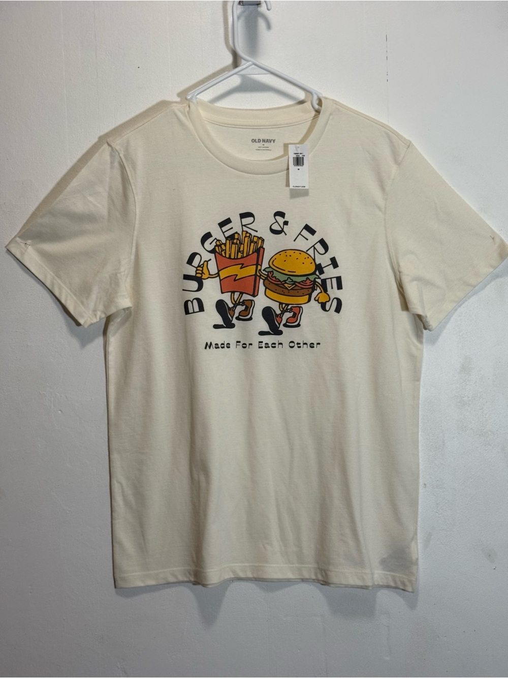 Old Navy Short Sleeve 'Burger & Fries' Graphic Tee Men's Sz M NWT